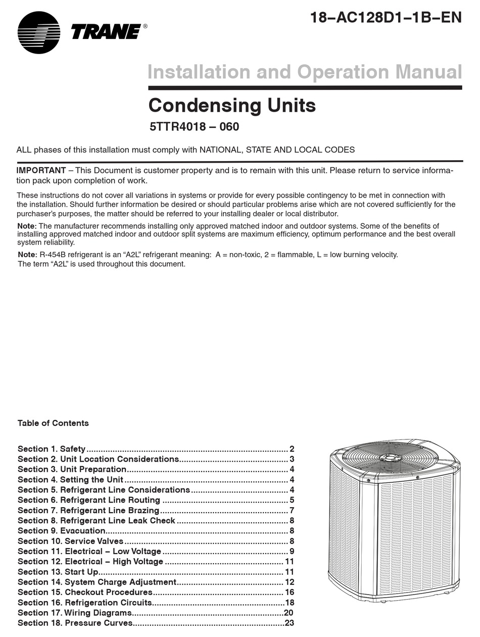 TRANE 5TTR4018A INSTALLATION AND OPERATION MANUAL Pdf Download | ManualsLib