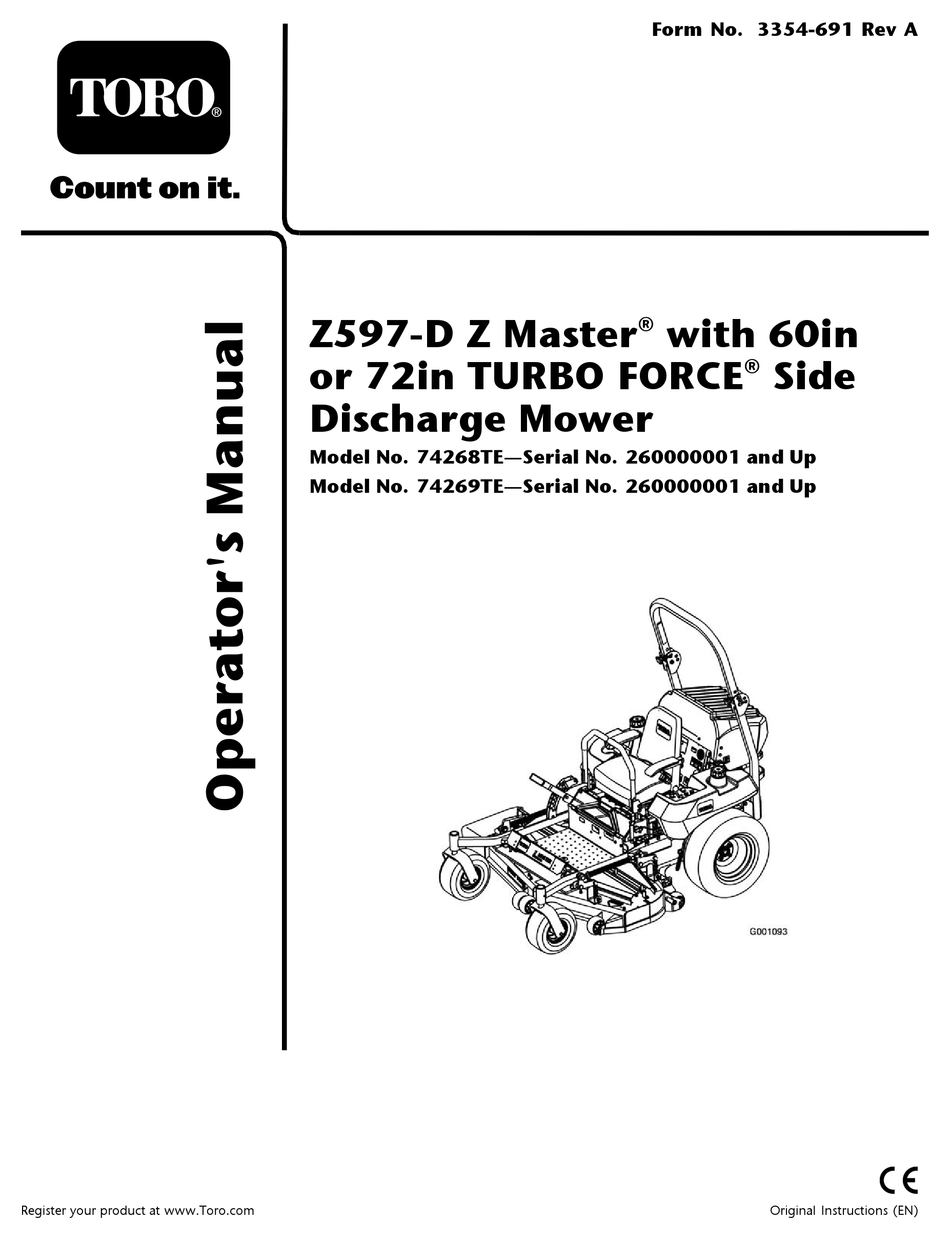 TORO Z MASTER Z597D OPERATOR