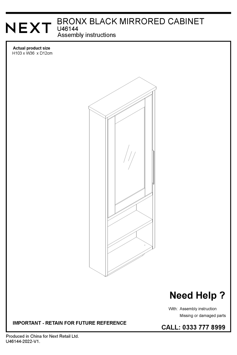 NEXT BRONX U46144 ASSEMBLY INSTRUCTIONS MANUAL Pdf Download ManualsLib