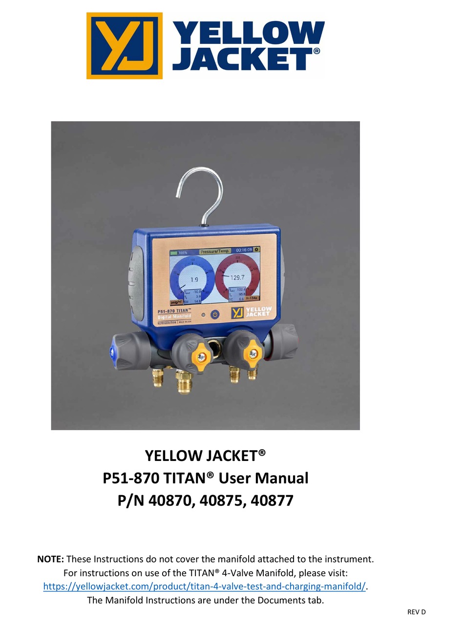 Yellow Jacket 40870 User Manual Pdf Download Manualslib