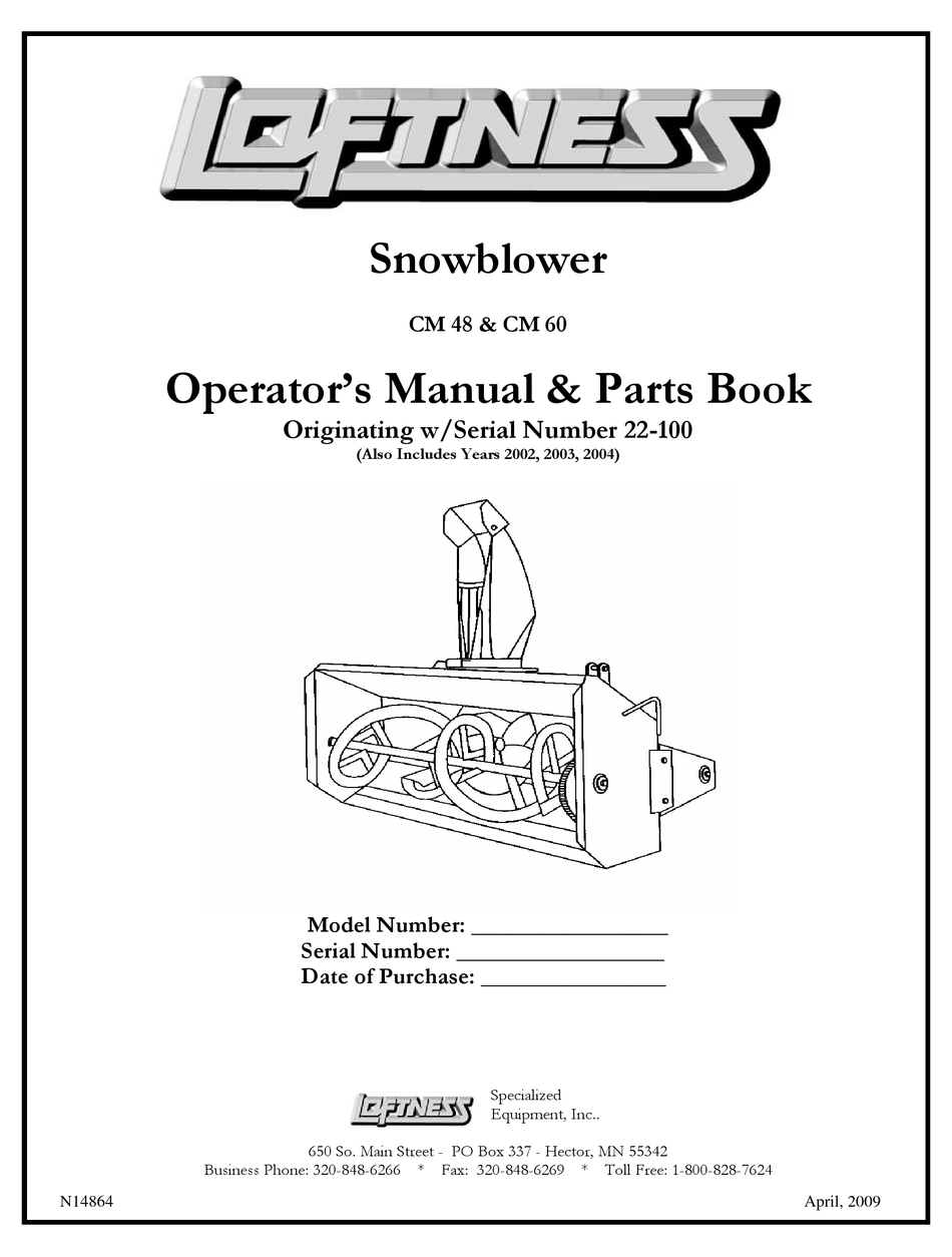 LOFTNESS CM 48 OPERATOR'S MANUAL Pdf Download ManualsLib