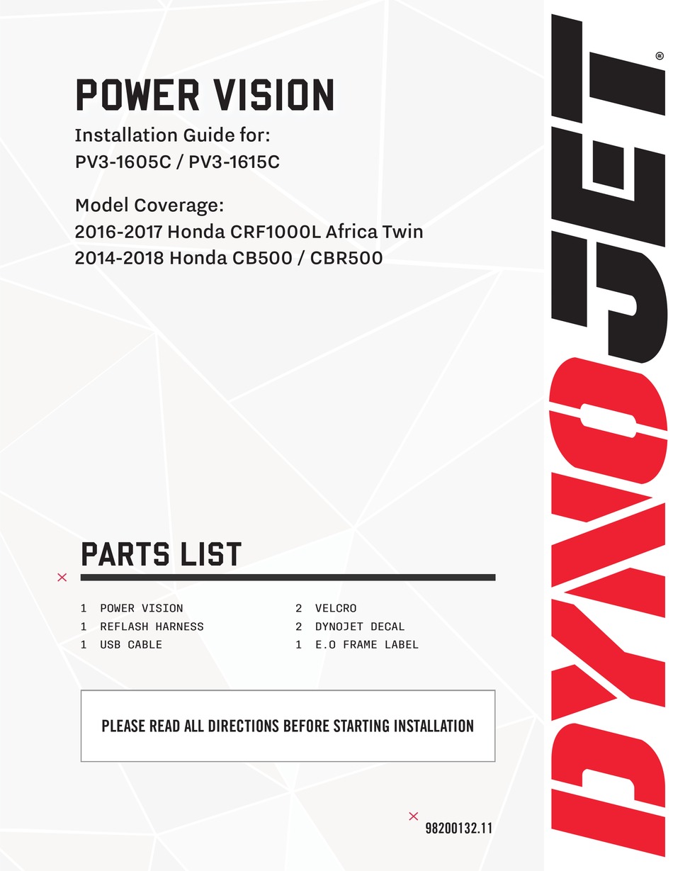 DYNOJET POWER VISION PV31605C INSTRUCTIONS MANUAL Pdf Download