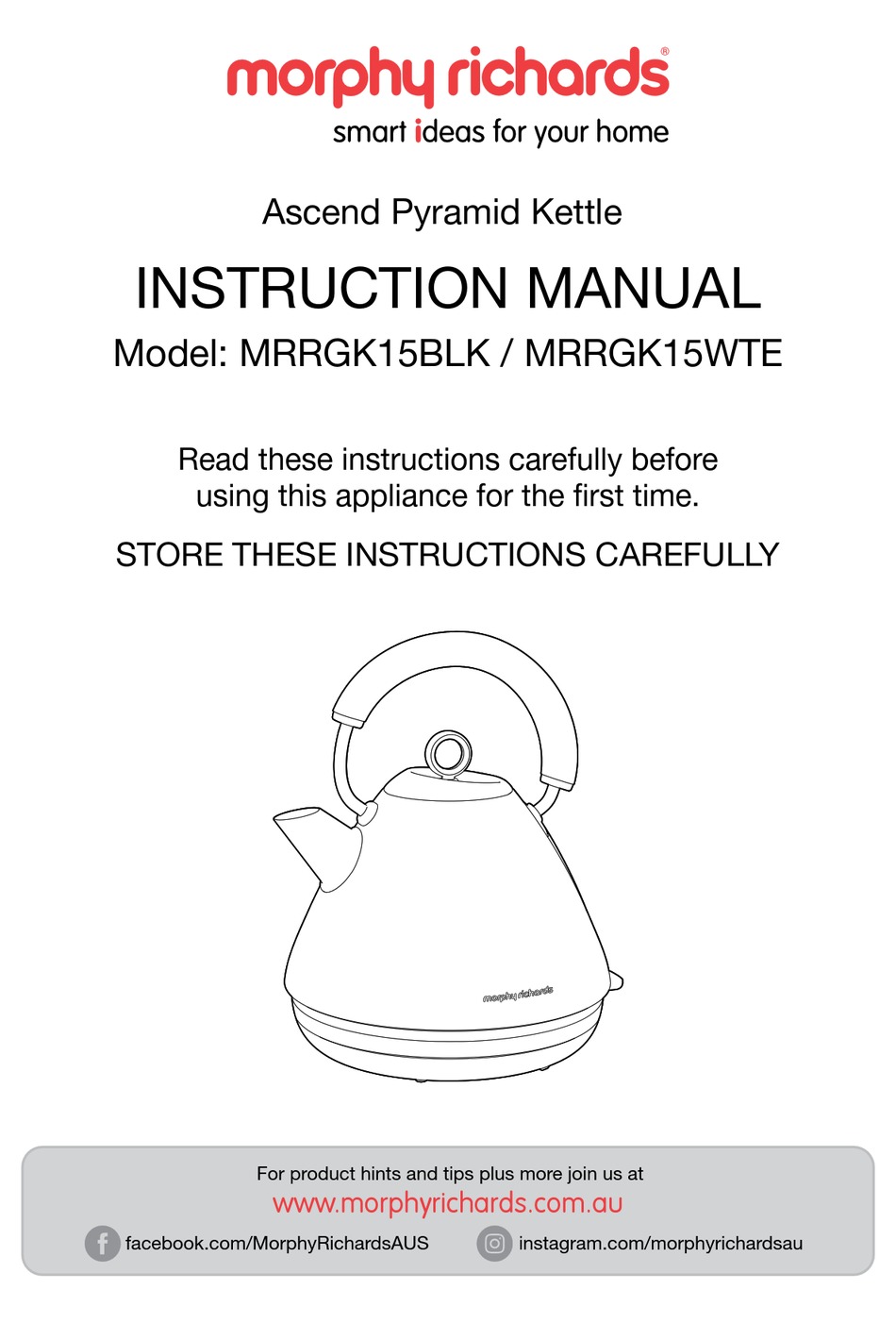 MORPHY RICHARDS MRRGK15BLK INSTRUCTION MANUAL Pdf Download ManualsLib