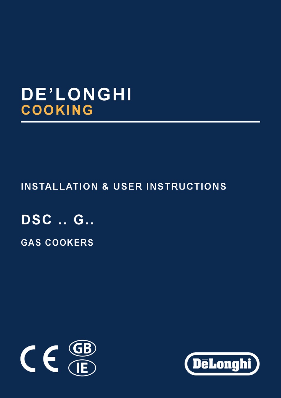 DELONGHI DSC G SERIES INSTALLATION & USER'S INSTRUCTIONS Pdf Download