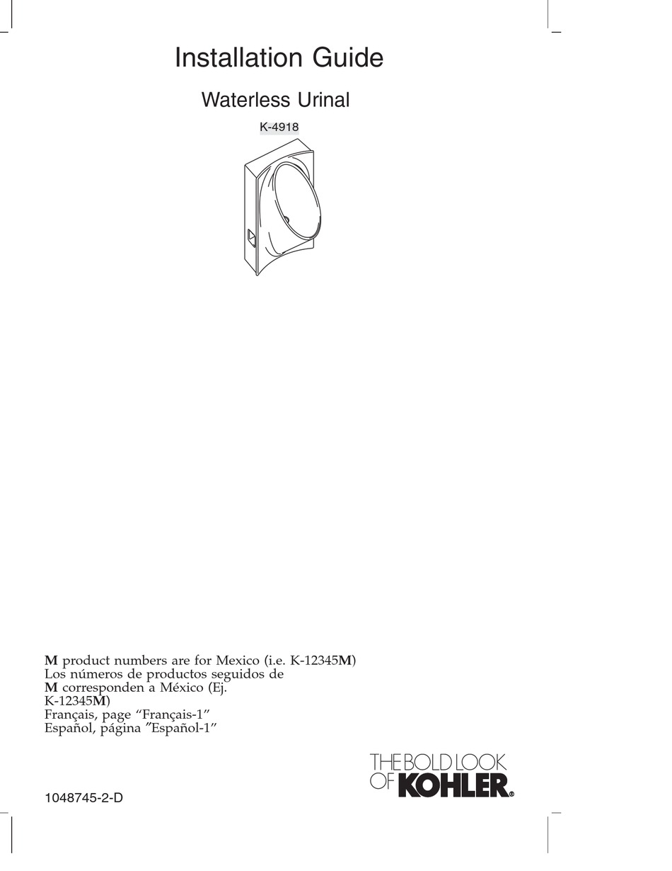 KOHLER K4918 INSTALLATION MANUAL Pdf Download ManualsLib