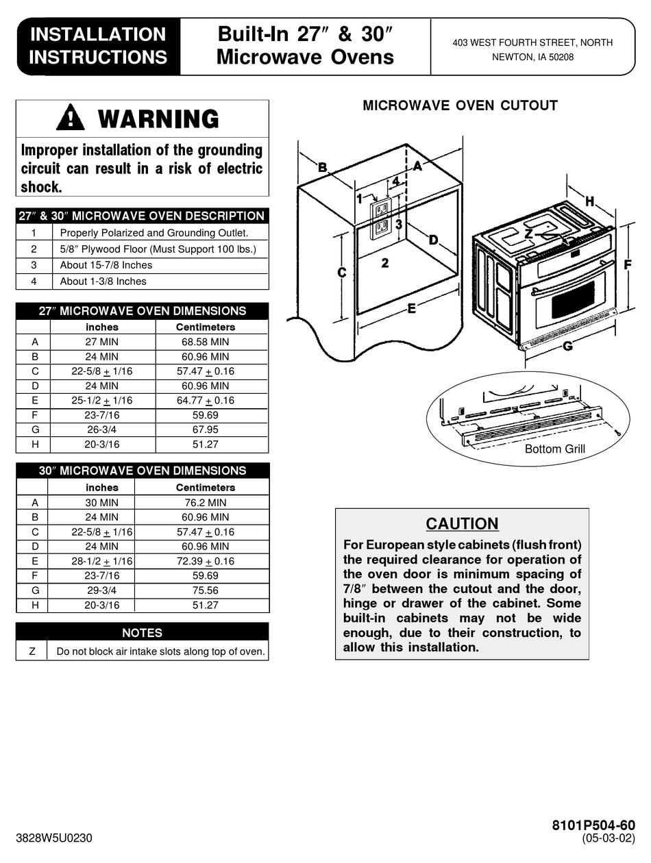 JENN-AIR JMC8130DDR INSTALLATION INSTRUCTIONS Pdf Download | ManualsLib