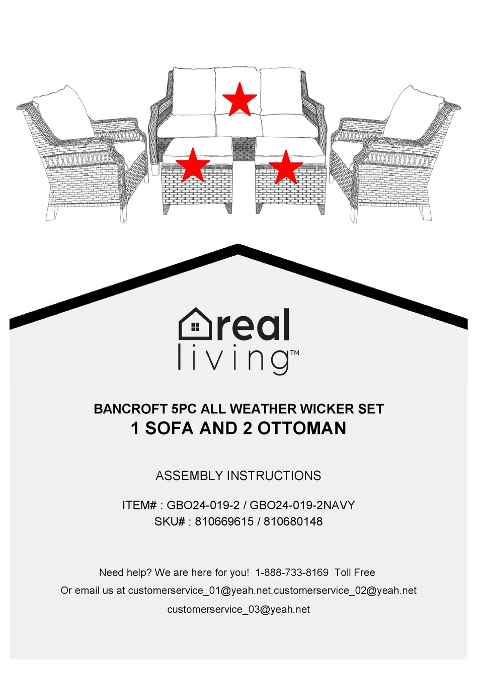 REAL LIVING BANCROFT GBO240192 ASSEMBLY INSTRUCTIONS MANUAL Pdf