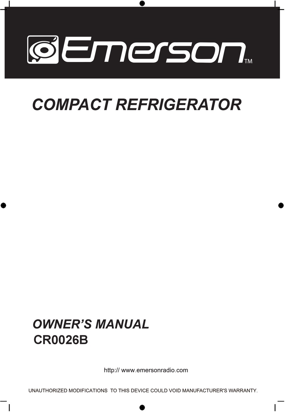 EMERSON CR0026B OWNER'S MANUAL Pdf Download | ManualsLib