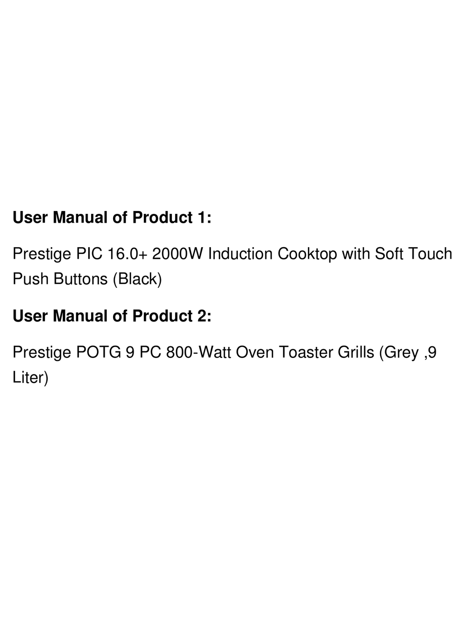 PRESTIGE PIC 16.0 USER MANUAL Pdf Download ManualsLib