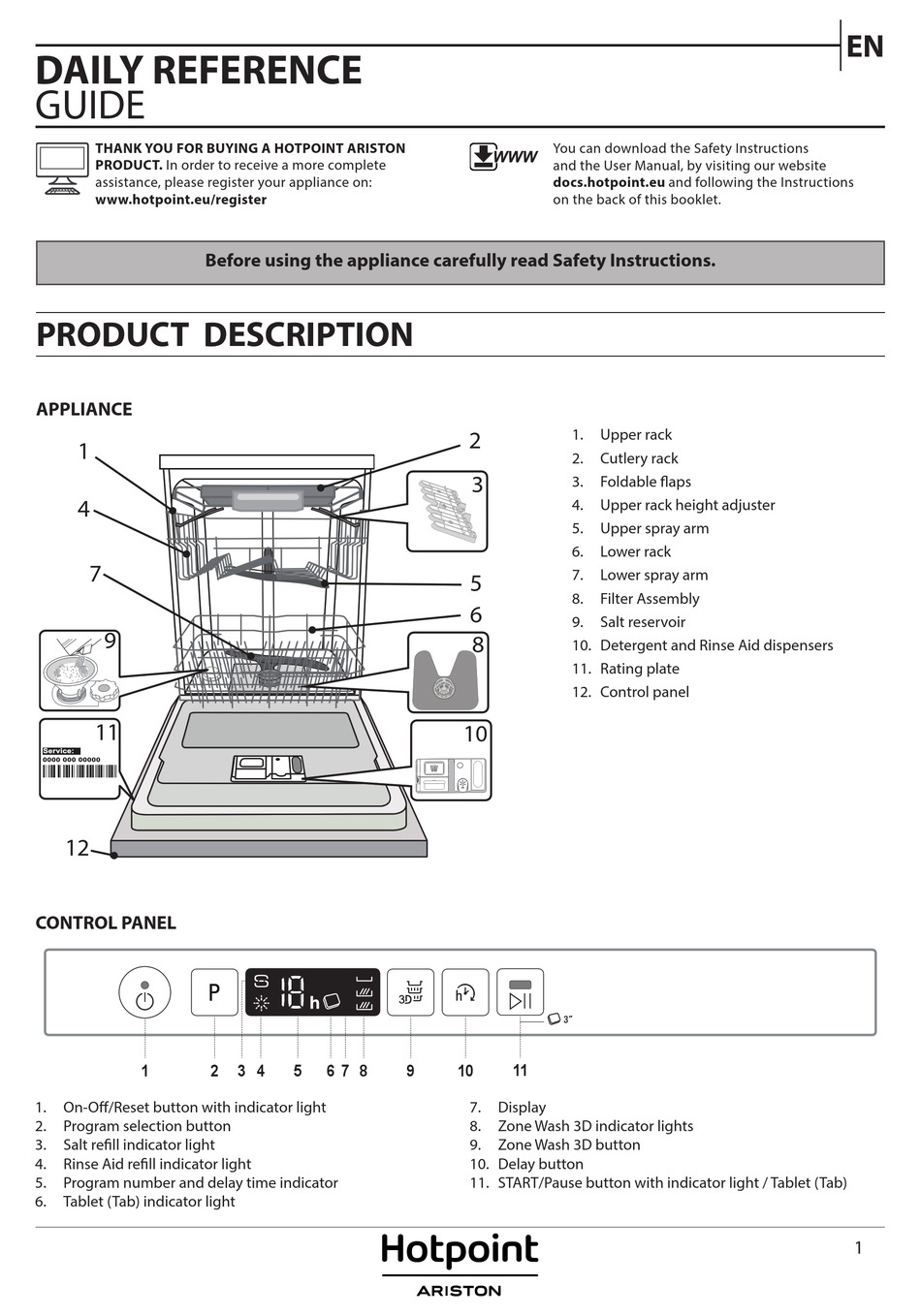 HOTPOINT ARISTON HI 5030 WEF DAILY REFERENCE MANUAL Pdf Download