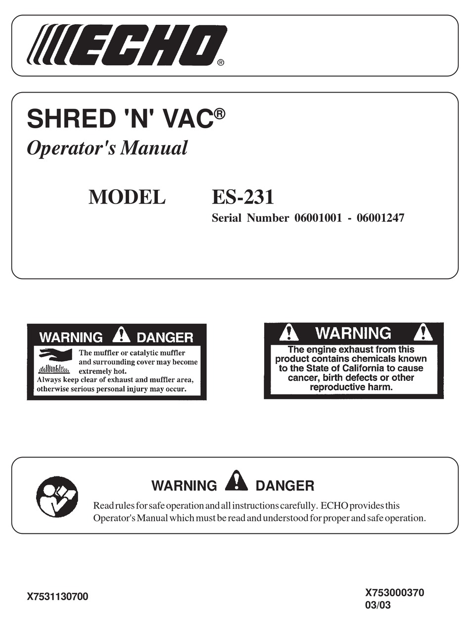 ECHO 06001247 OPERATOR'S MANUAL Pdf Download ManualsLib