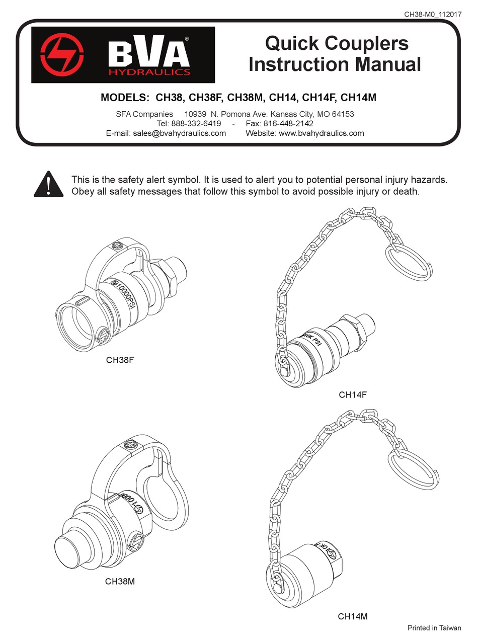 BVA HYDRAULICS CH38 INSTRUCTION MANUAL Pdf Download ManualsLib