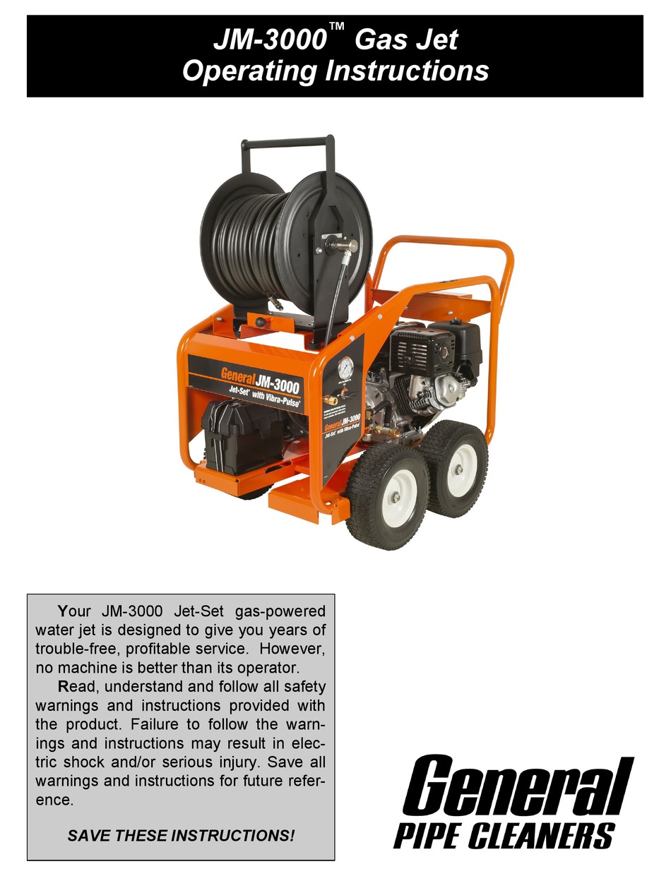GENERAL PIPE CLEANERS JM3000 OPERATING INSTRUCTIONS MANUAL Pdf Download ManualsLib