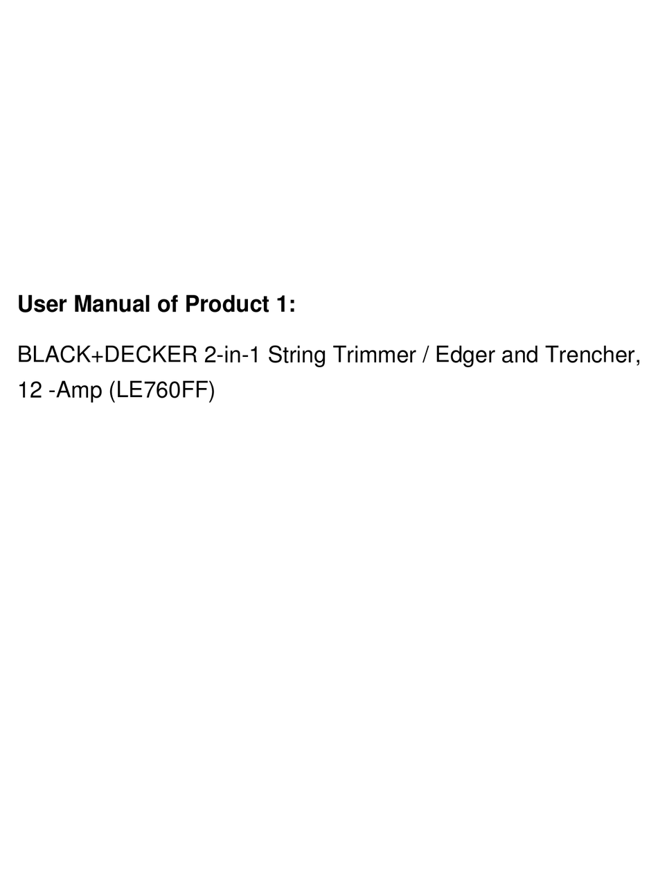 BLACK DECKER LE750 INSTRUCTION MANUAL Pdf Download ManualsLib