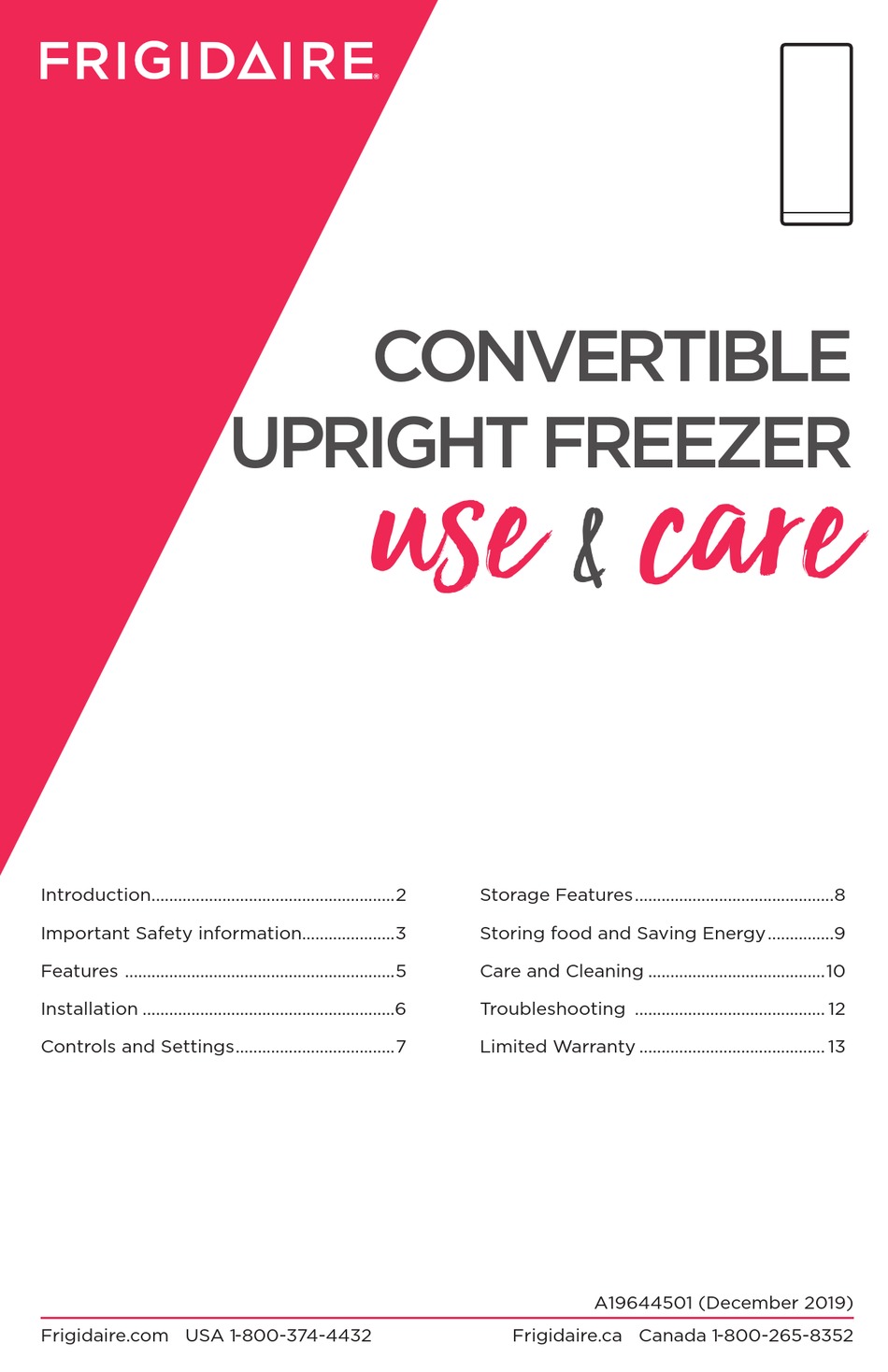 FRIGIDAIRE FFFU20F1UW USE & CARE MANUAL Pdf Download | ManualsLib