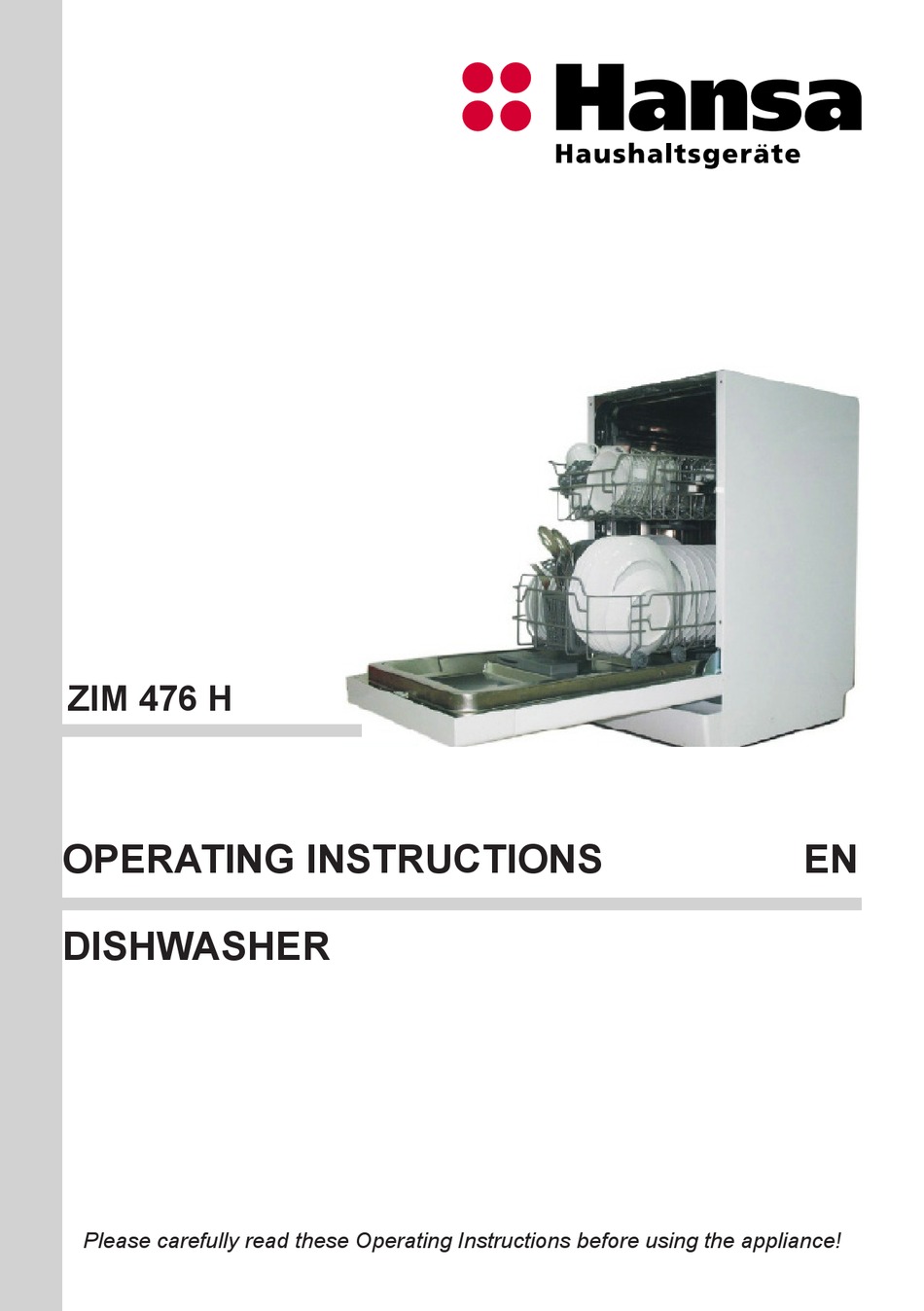 HANSA ZIM 476 H OPERATING INSTRUCTIONS MANUAL Pdf Download | ManualsLib