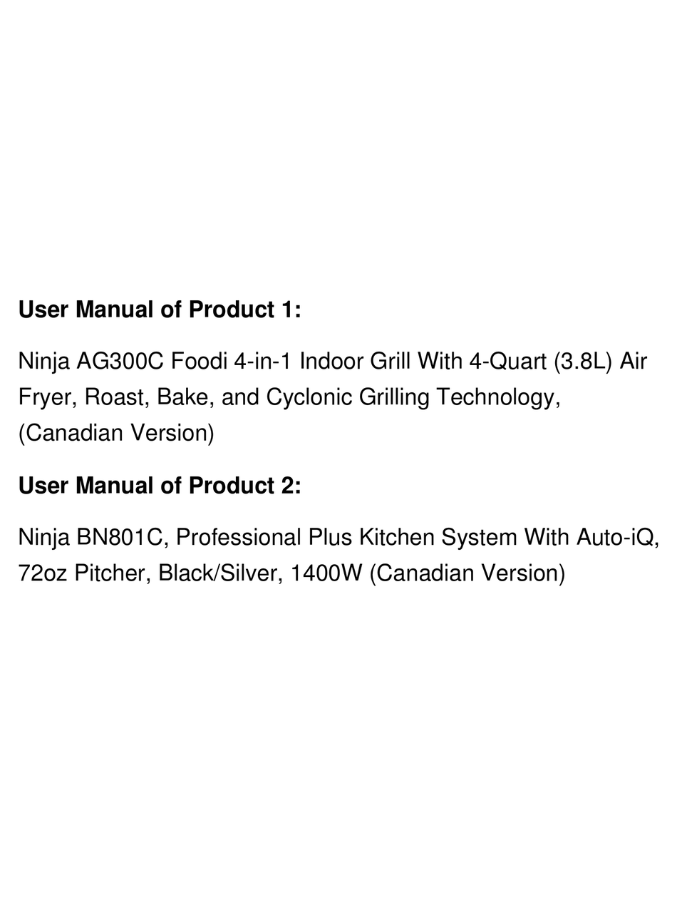 NINJA FOODI FG550 SERIES OWNER