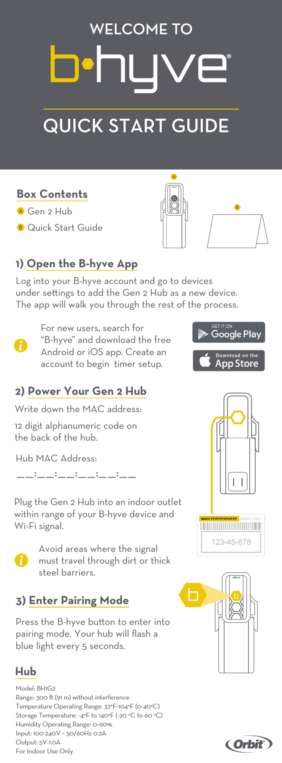 ORBIT B-HYVE BH1G2 QUICK START MANUAL Pdf Download | ManualsLib