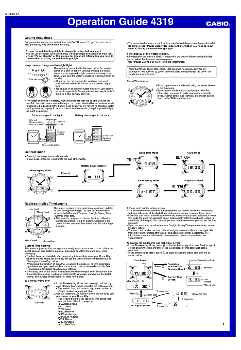 CASIO WAVE CEPTOR WVA320J1E OPERATION MANUAL Pdf Download ManualsLib