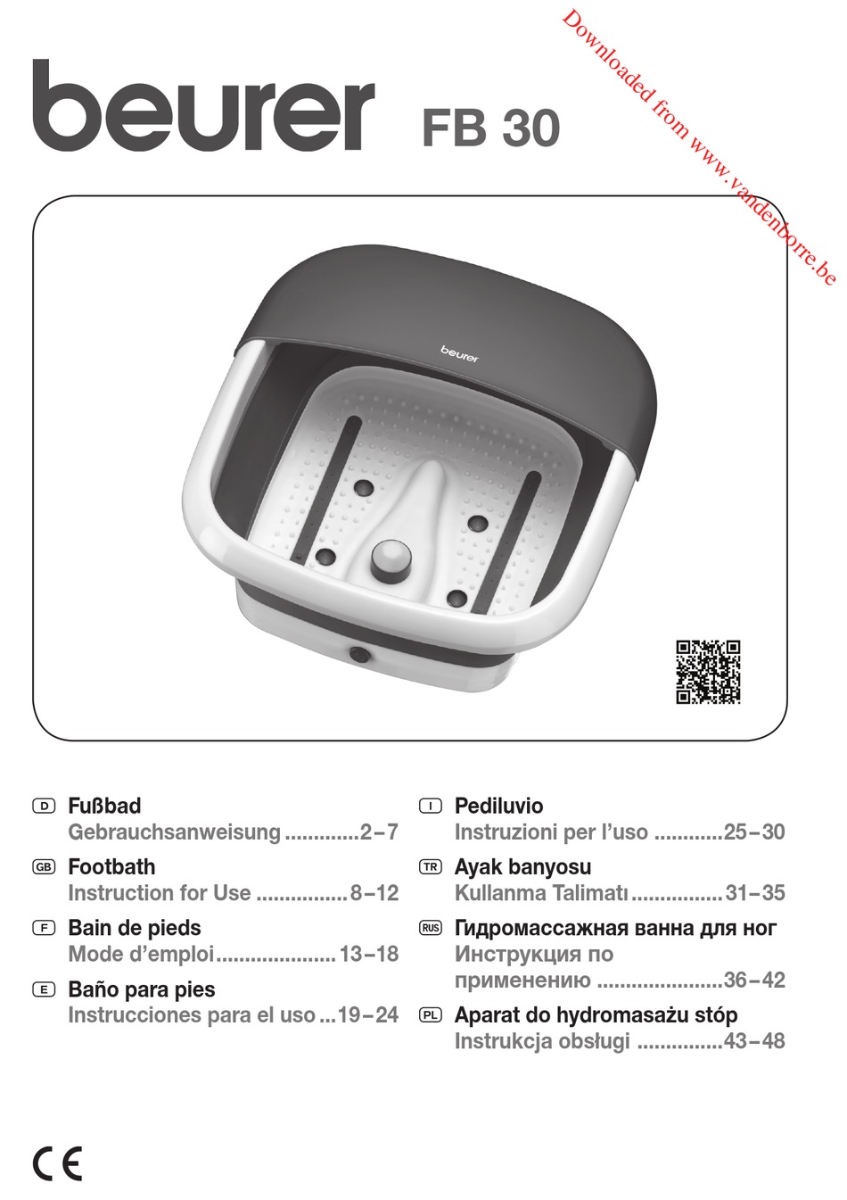BEURER FB 30 INSTRUCTIONS FOR USE MANUAL Pdf Download ManualsLib