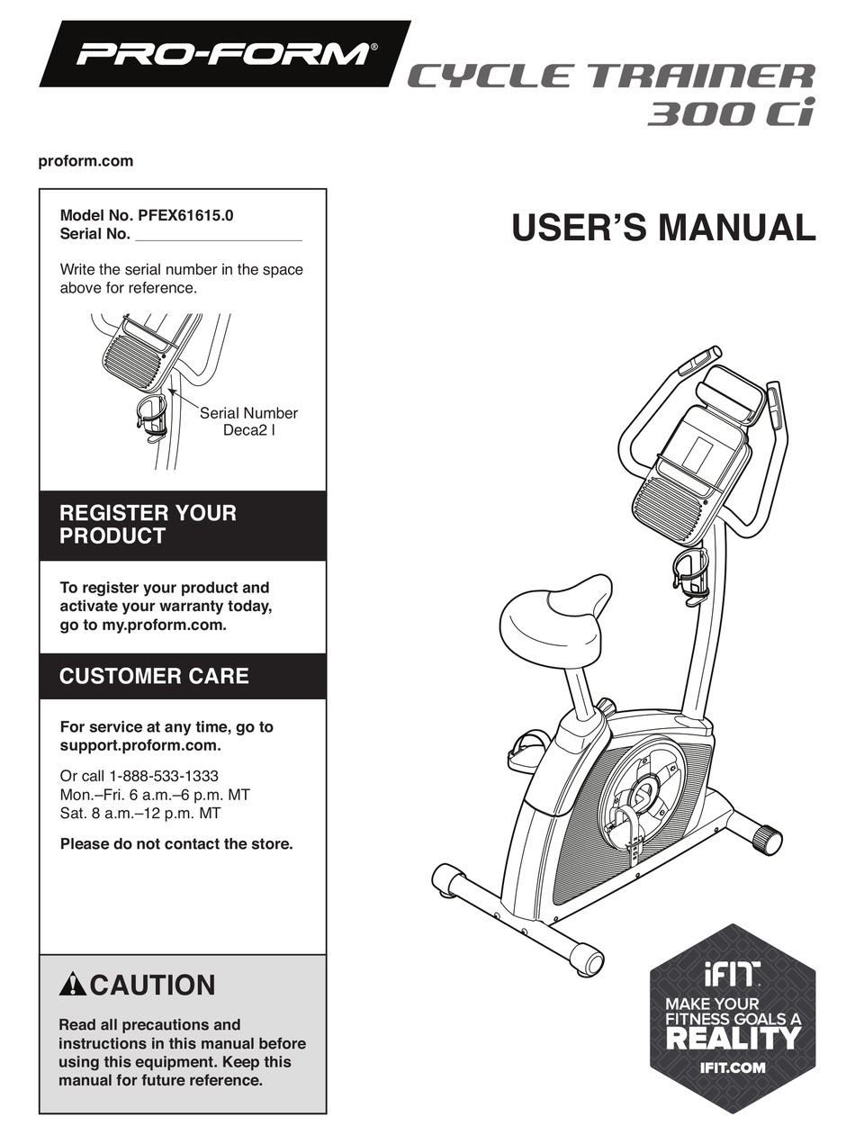 Proform smr exercise online bike manual