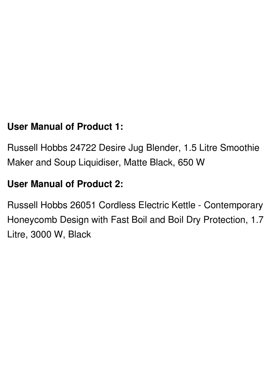 RUSSELL HOBBS 26051 USER MANUAL Pdf Download ManualsLib