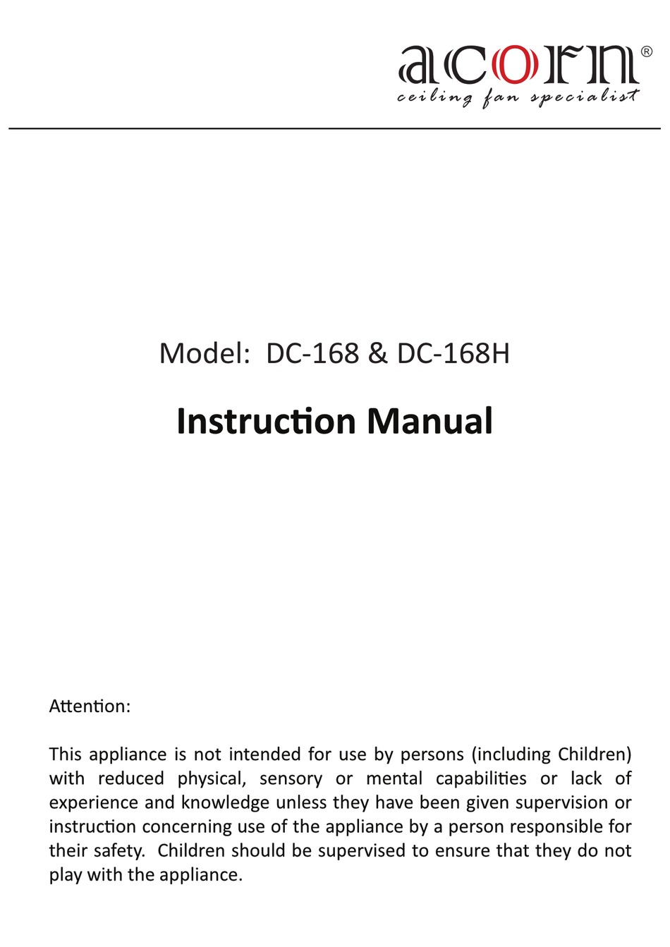 ACORN DC168 INSTRUCTION MANUAL Pdf Download ManualsLib