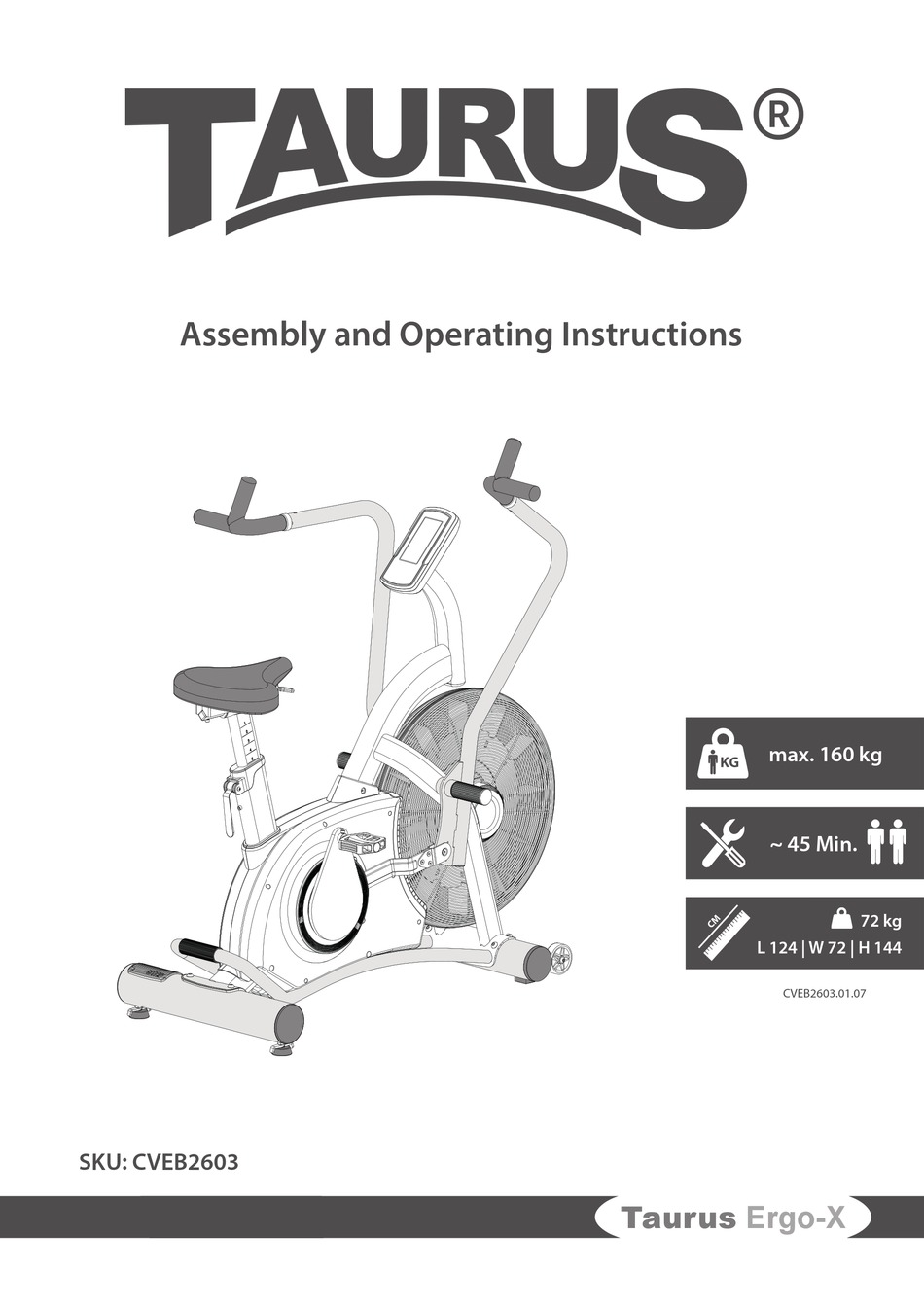 TAURUS ERGOX ASSEMBLY AND OPERATING INSTRUCTIONS MANUAL Pdf Download