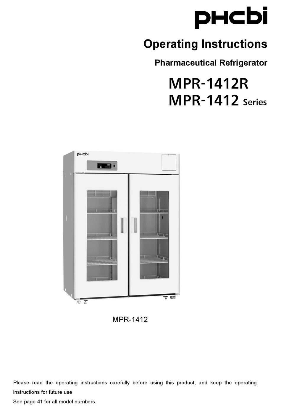 PHCBI MPR1412R SERIES OPERATING INSTRUCTIONS MANUAL Pdf Download