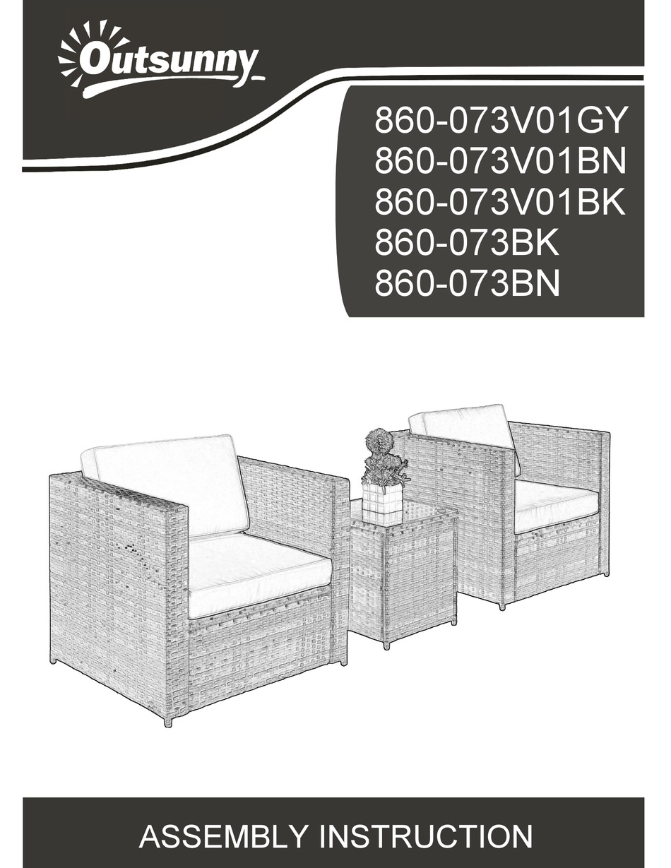OUTSUNNY 860073V01GY ASSEMBLY INSTRUCTION MANUAL Pdf Download ManualsLib