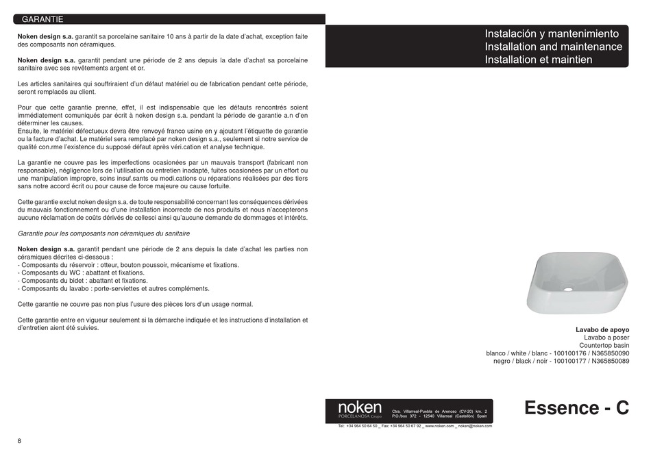 NOKEN 100100176 INSTALLATION AND MAINTENANCE Pdf Download ManualsLib