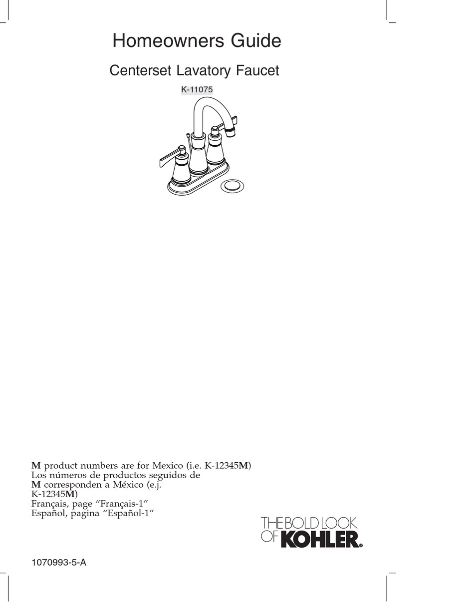 KOHLER K 11075 HOMEOWNER S MANUAL Pdf Download ManualsLib   Kohler K 11075 