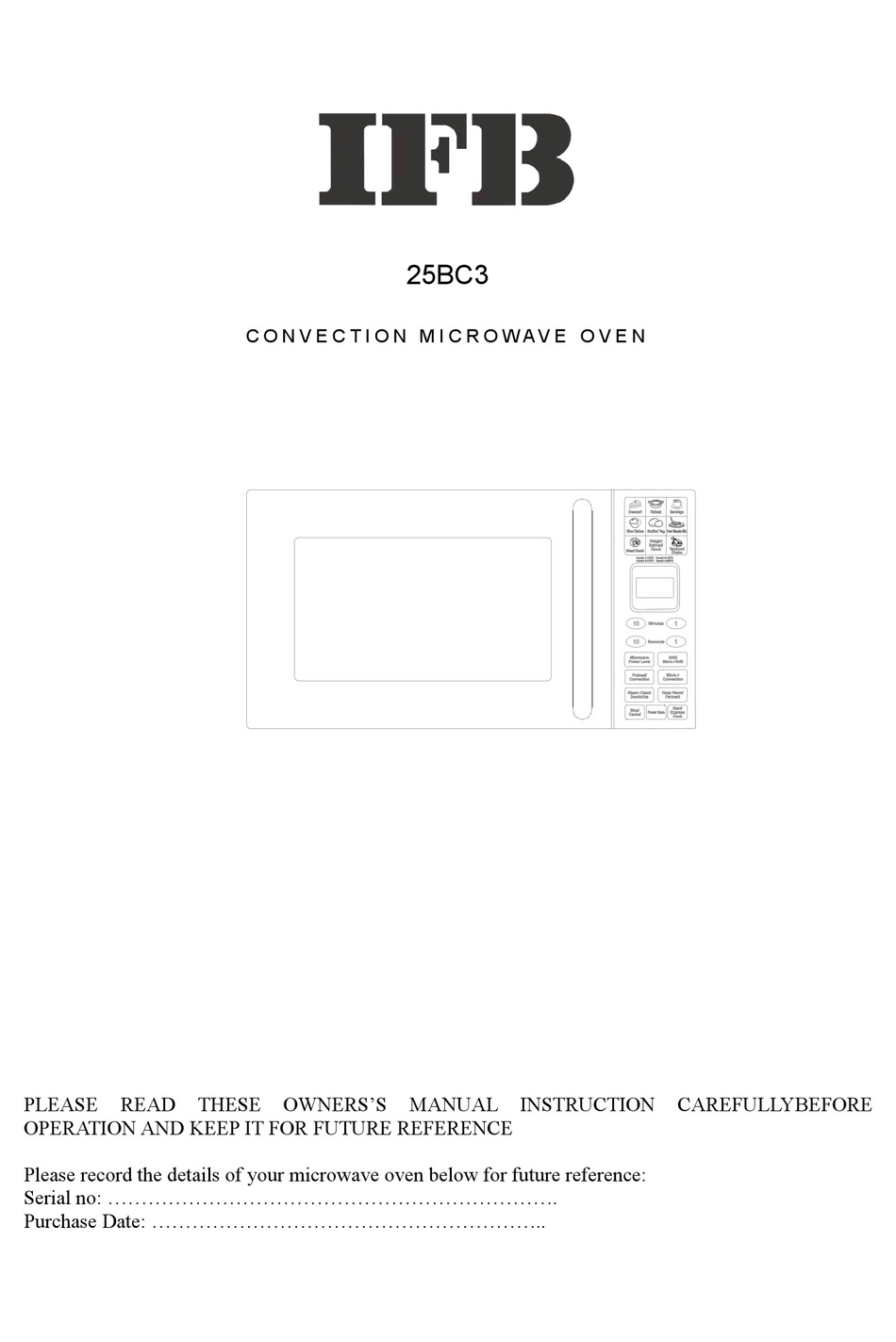 IFB 25BC3 MANUAL Pdf Download ManualsLib