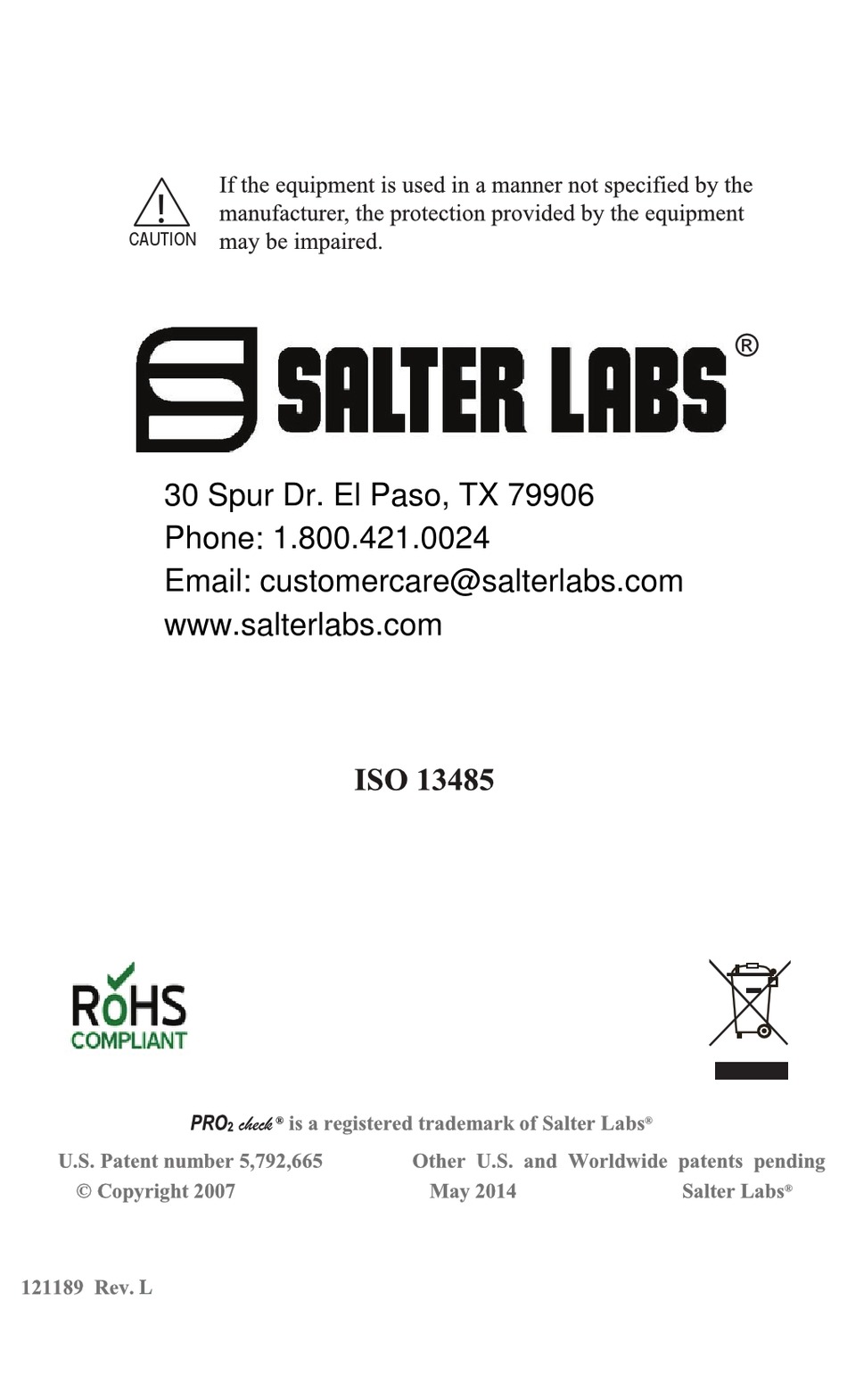 SALTER LABS PRO2 CHECK OPERATION MANUAL Pdf Download ManualsLib