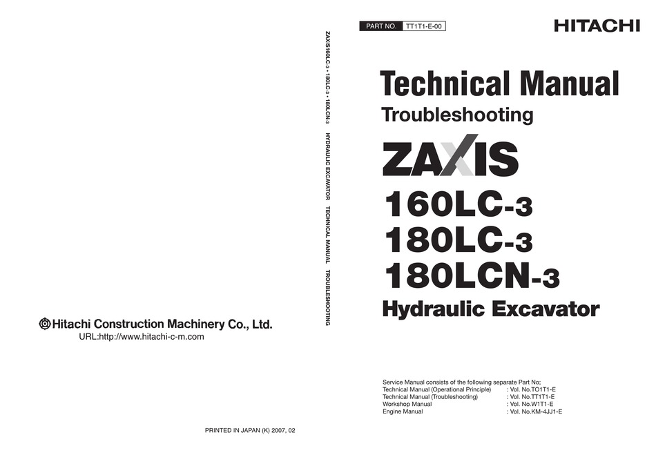 HITACHI ZAXIS 160LC-3 TECHNICAL MANUAL Pdf Download | ManualsLib