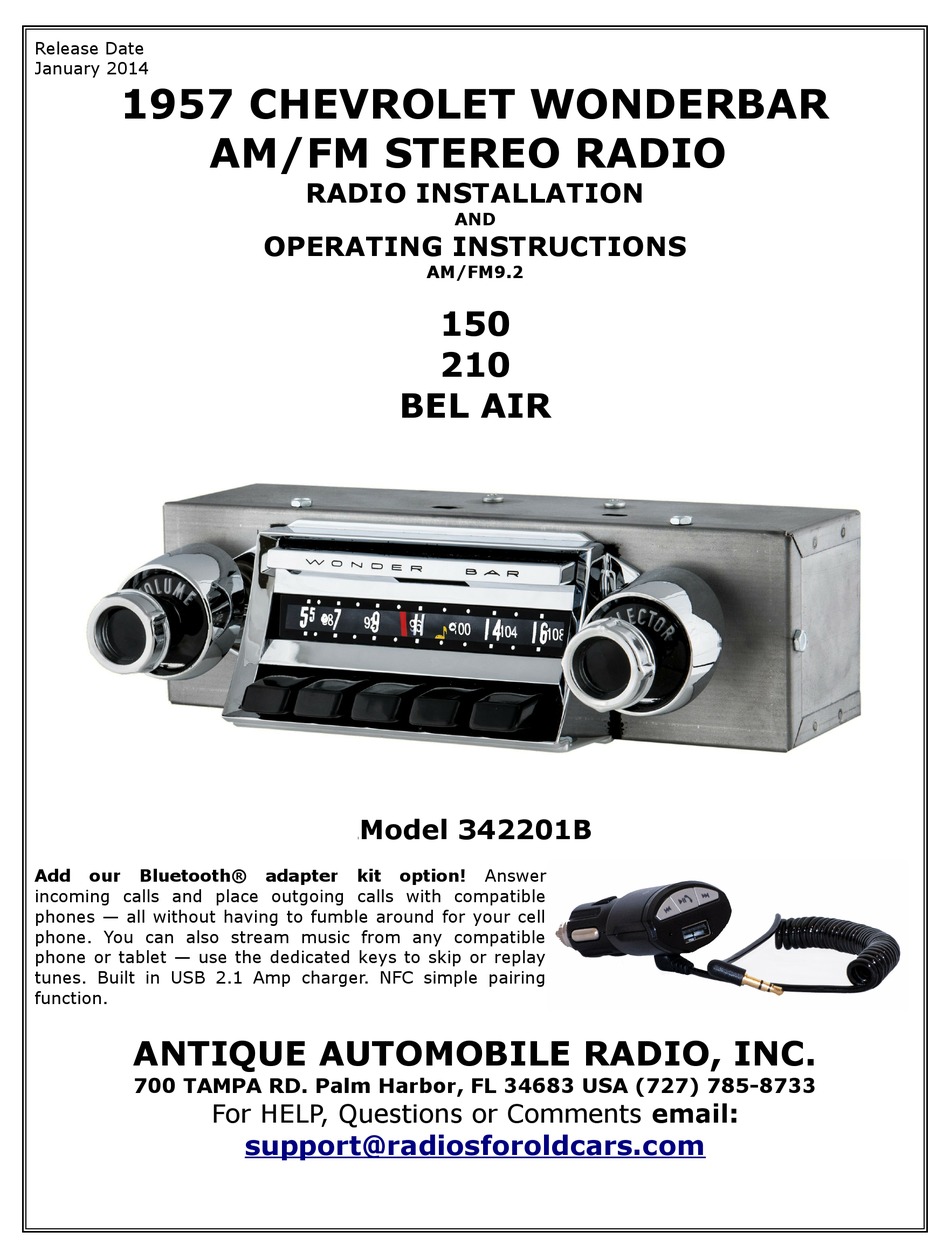 ANTIQUE AUTOMOBILE RADIO 342201B OPERATING INSTRUCTIONS Pdf Download