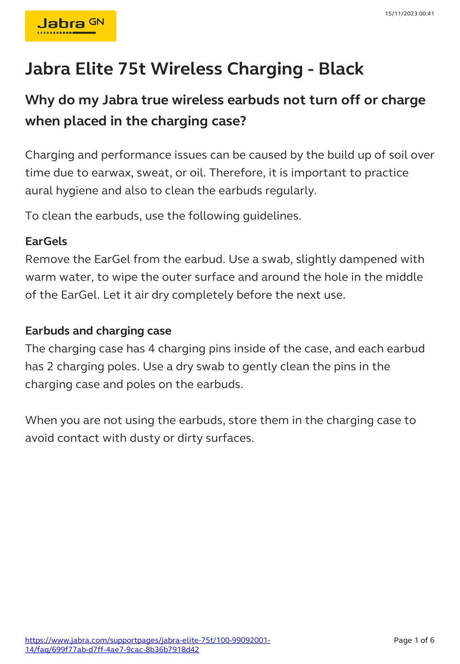 JABRA ELITE 75T CHARGING INSTRUCTIONS Pdf Download ManualsLib
