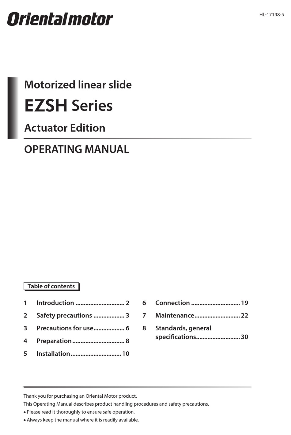 Oriental Motor Ezsh Series Operating Manual Pdf Download 