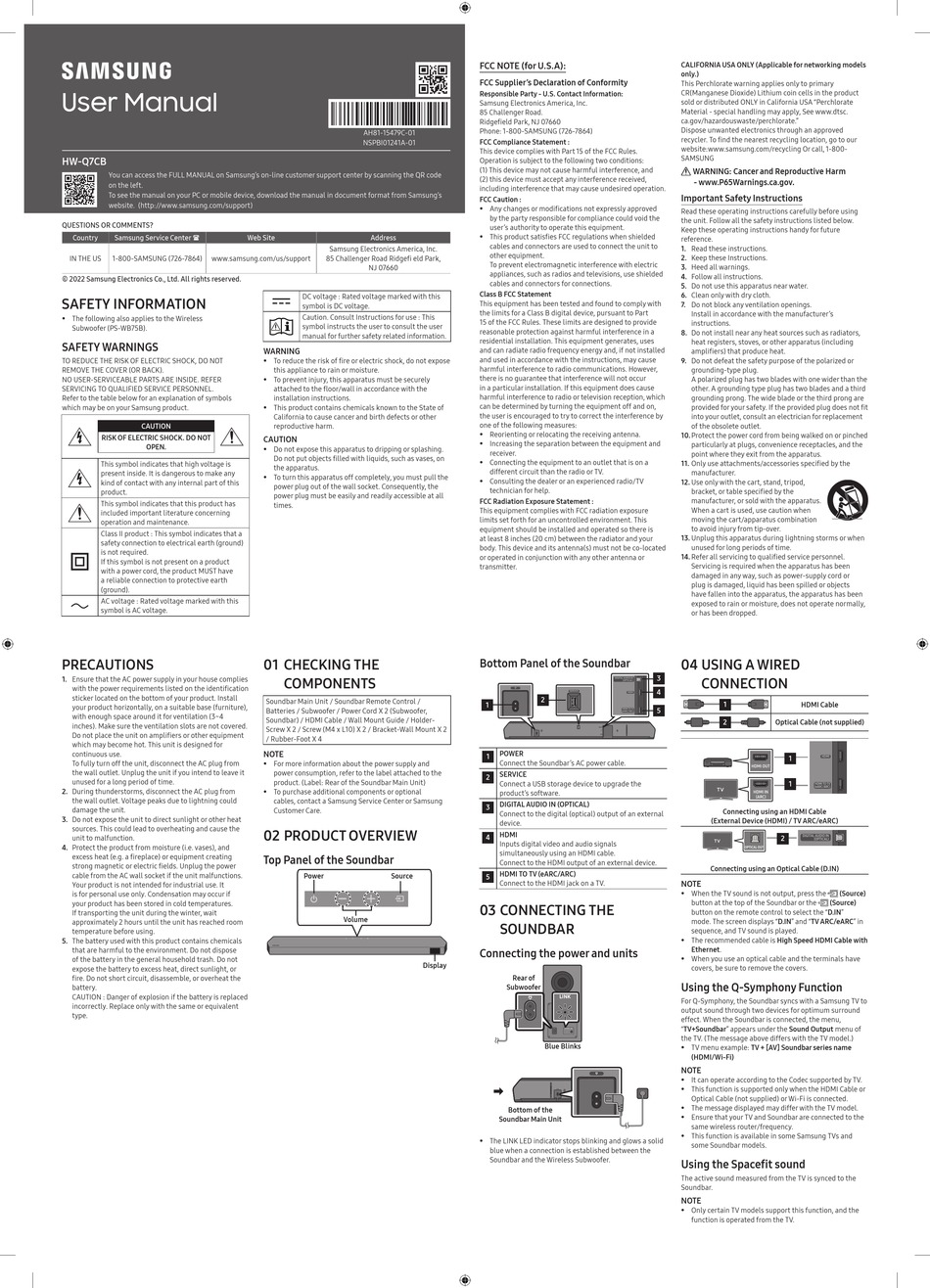 SAMSUNG HW-Q7CB USER MANUAL Pdf Download | ManualsLib