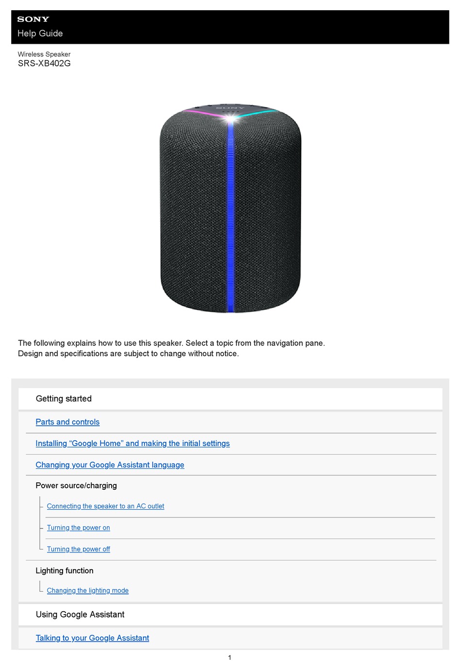 SONY SRS-XB402G HELP MANUAL Pdf Download | ManualsLib