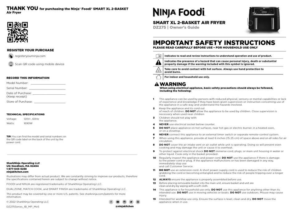 NINJA FOODI SMART XL DZ275 OWNER S MANUAL Pdf Download ManualsLib   Ninja Foodi Smart Xl Dz275 