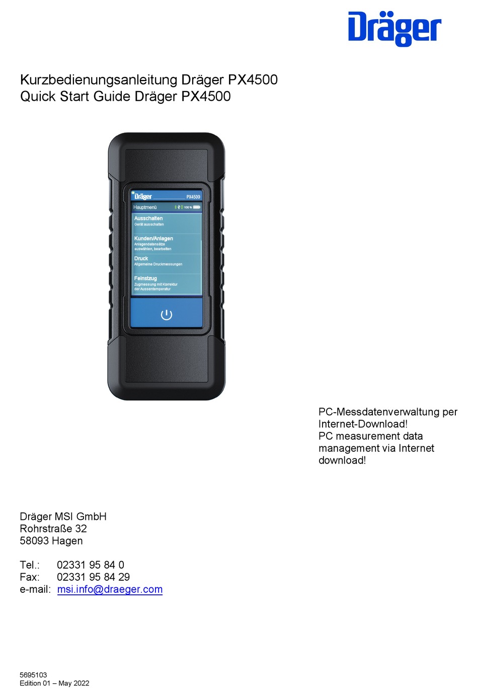 DRÄGER 5603121 QUICK START MANUAL Pdf Download ManualsLib