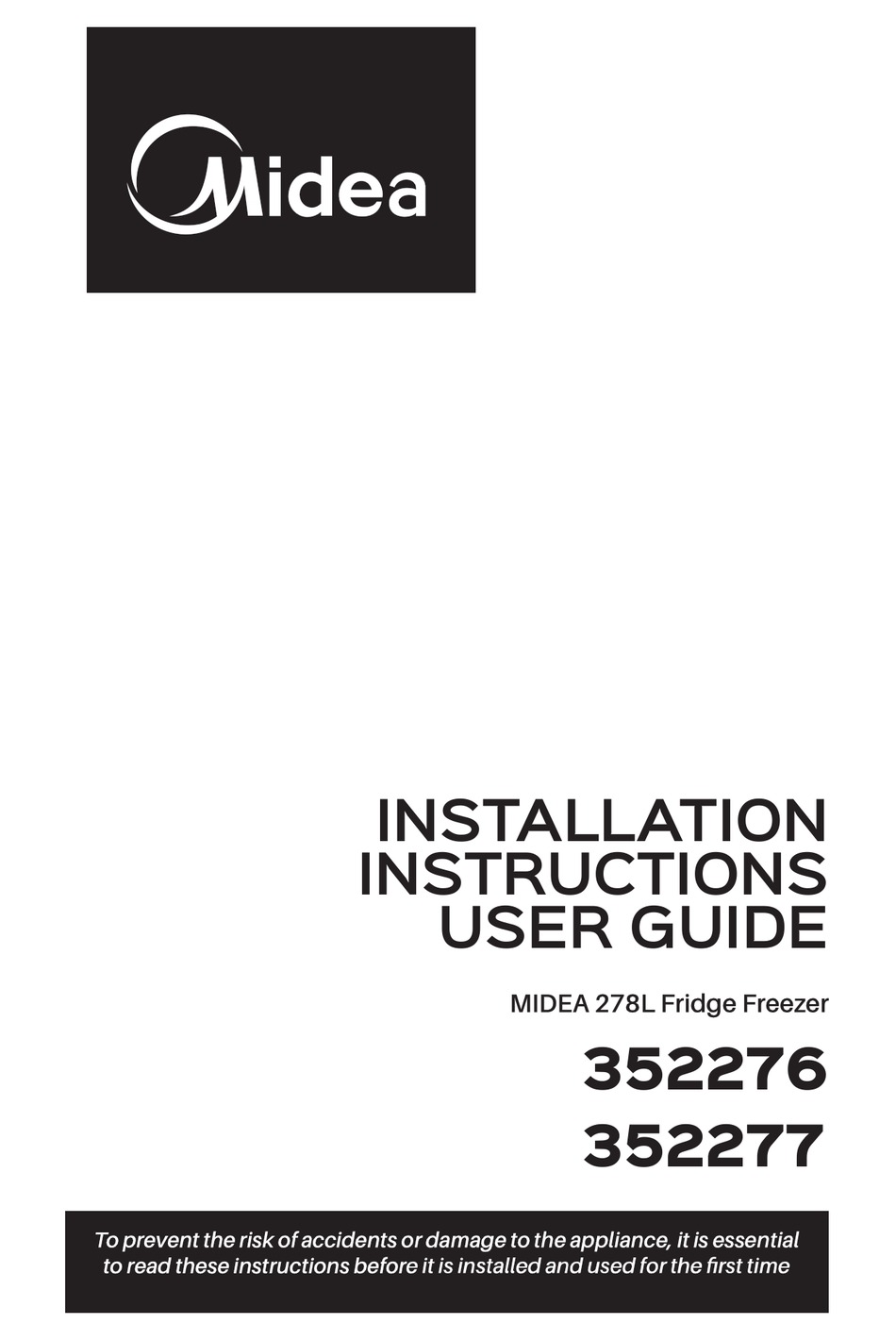 MIDEA 352276 INSTALLATION INSTRUCTIONS MANUAL Pdf Download | ManualsLib