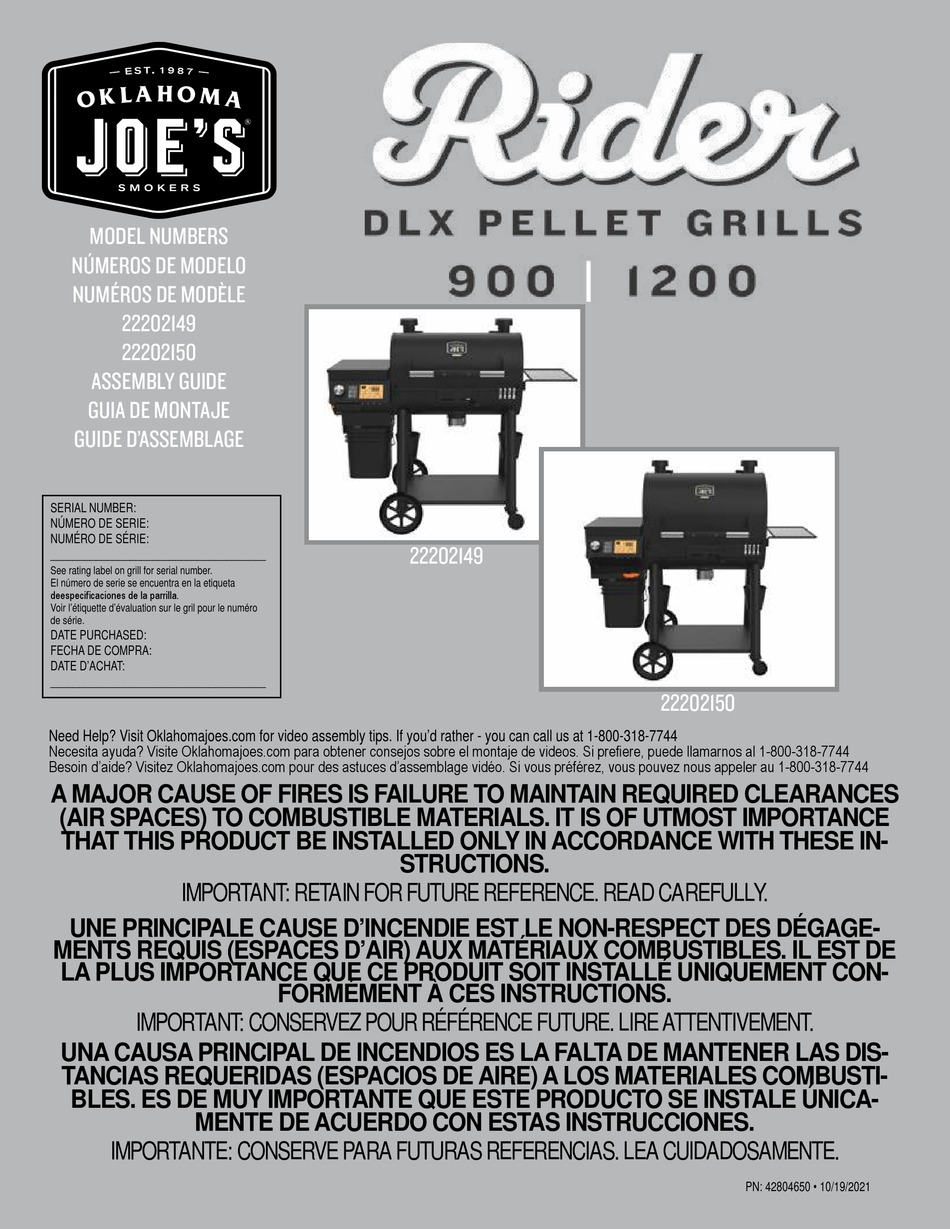 OKLAHOMA JOES RIDER 1200 ASSEMBLY MANUAL Pdf Download ManualsLib
