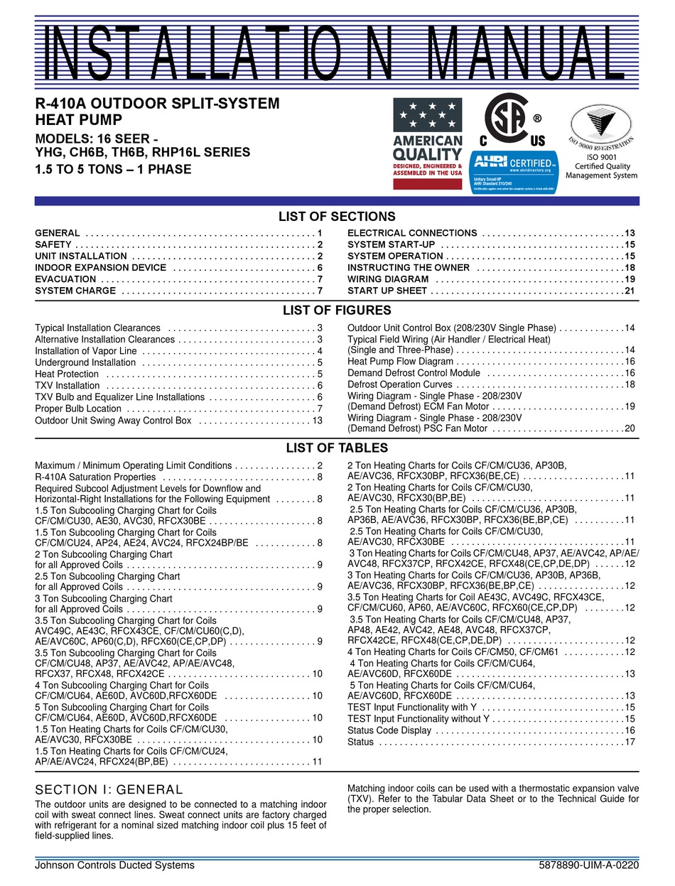 JOHNSON CONTROLS YHG SERIES INSTALLATION MANUAL Pdf Download | ManualsLib