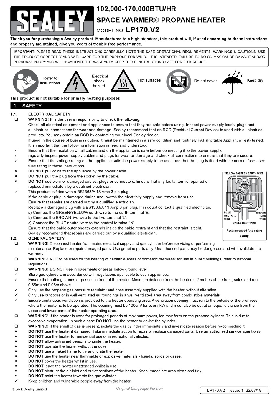 SEALEY SPACE WARMER LP170.V2 INSTRUCTIONS Pdf Download ManualsLib