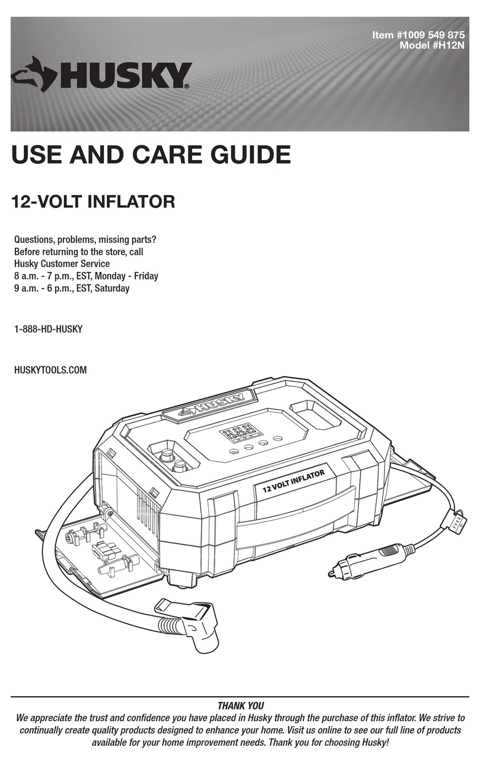 HUSKY H12N USE AND CARE MANUAL Pdf Download ManualsLib