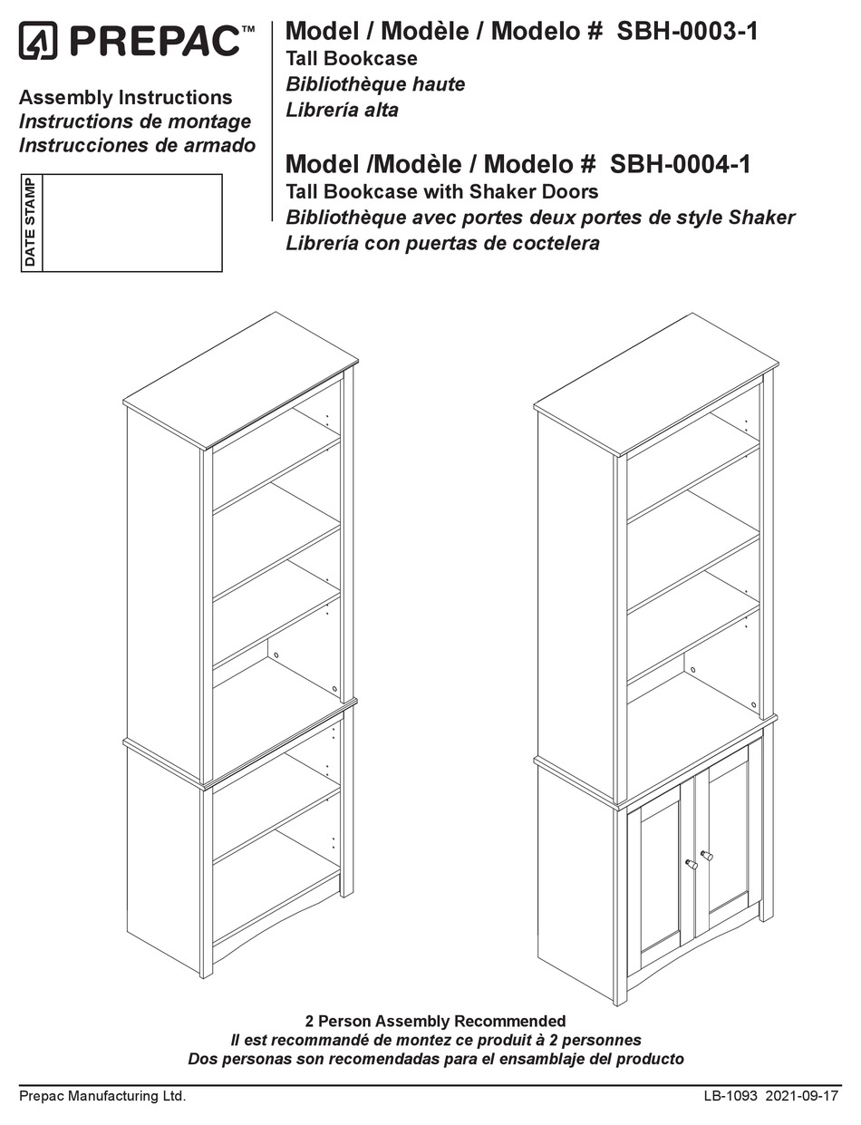 PREPAC SBH000301 ASSEMBLY INSTRUCTIONS MANUAL Pdf Download ManualsLib