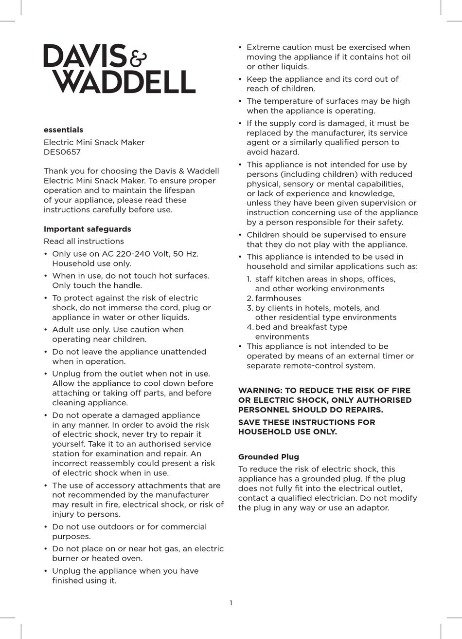 DAVIS & WADDELL DES0657 MANUAL Pdf Download ManualsLib