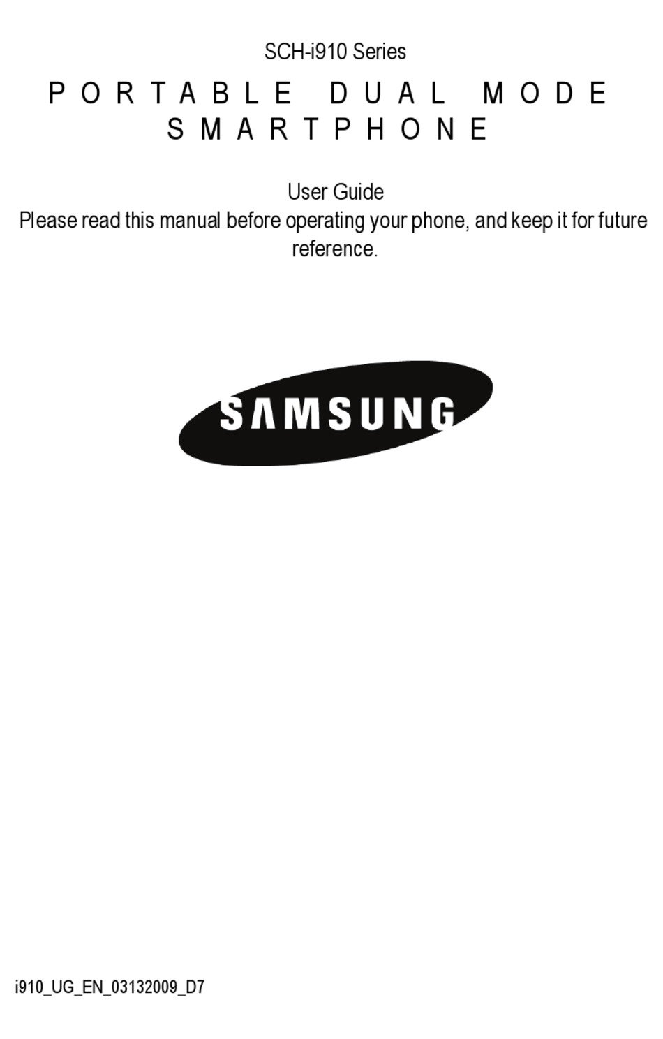 SAMSUNG SCH-I910 SERIES USER MANUAL Pdf Download | ManualsLib